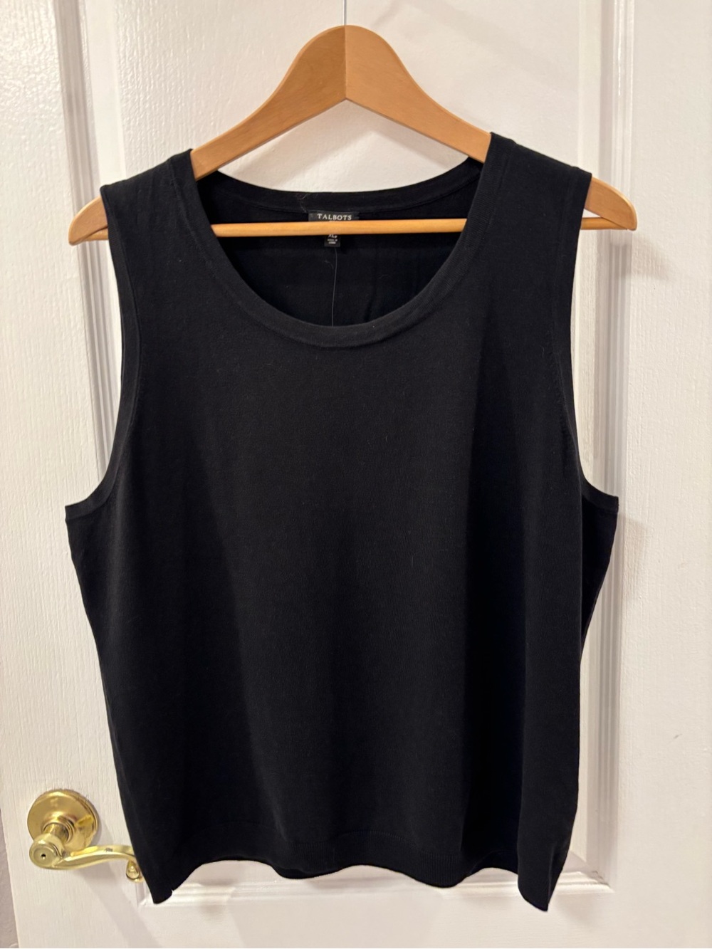 NWT Talbots Petite Black Ribbed Scoop Knit Tank Cotton Stretch Fall Layering